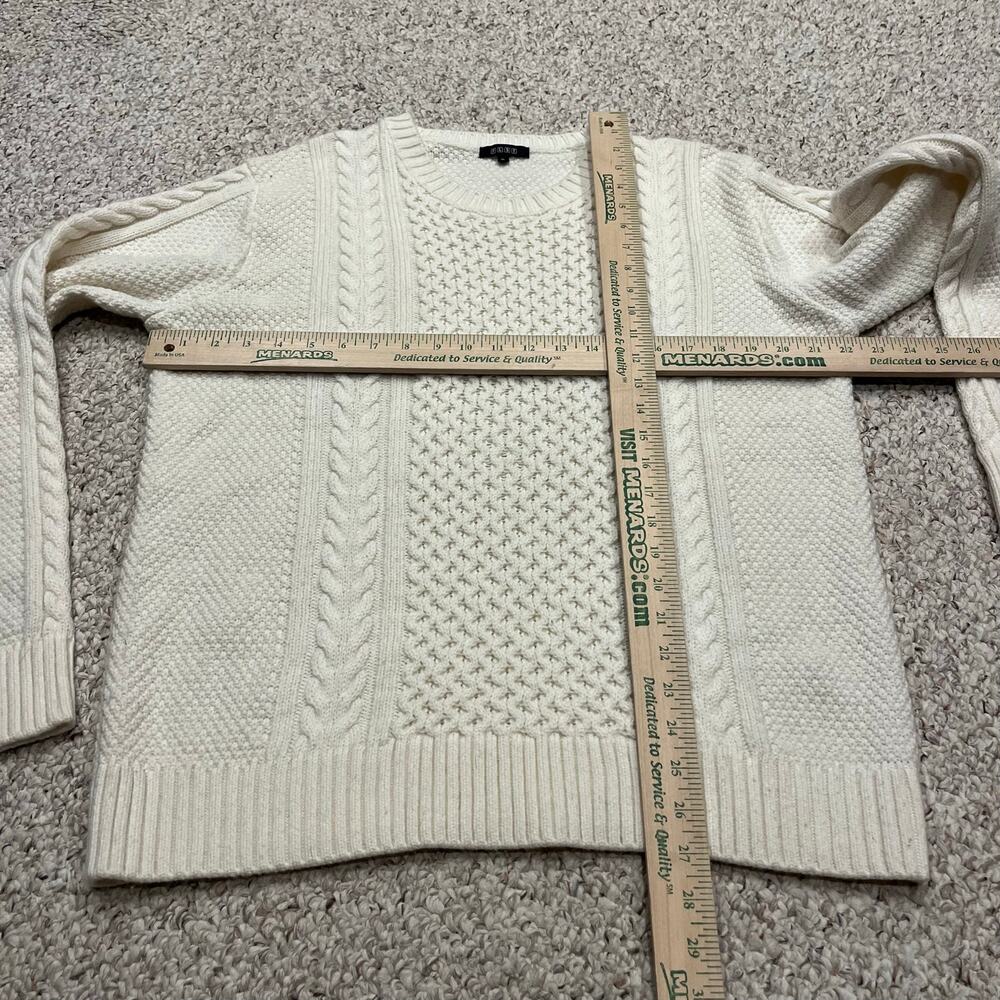 PLST Knit Sweater Cream XL Crewneck Preppy Classic Fisherman Casual - Picture 4 of 6
